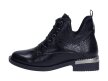 Czarne trapery, botki damskie NAVY DOT 60003
