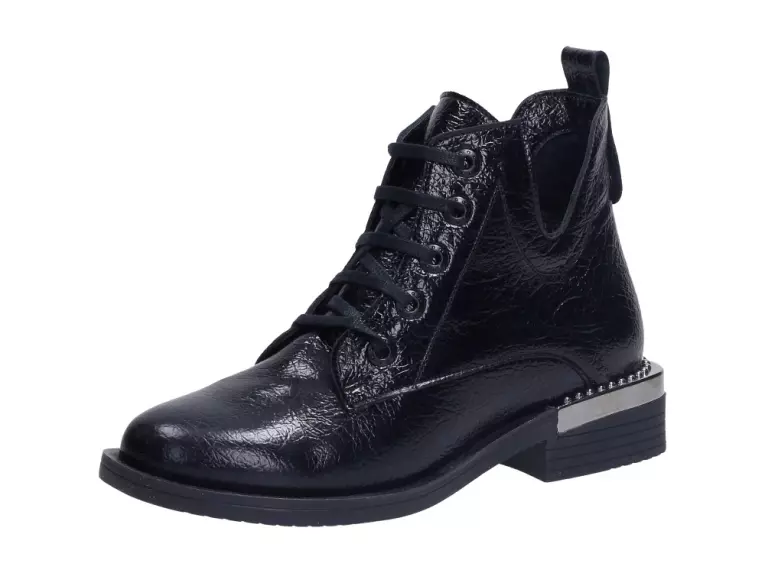 Czarne trapery, botki damskie NAVY DOT 60003