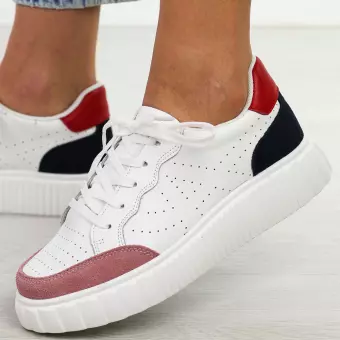 Białe skórzane ażurowane sneakersy damskie T.Sokolski W24-55