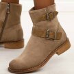 Beżowe zamszowe botki damskie Potocki 12739