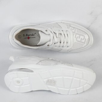 Białe skórzane sneakersy damskie S.BARSKI 22241