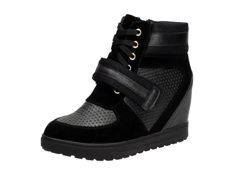 Czarne botki damskie, sneakersy J.Star J0102