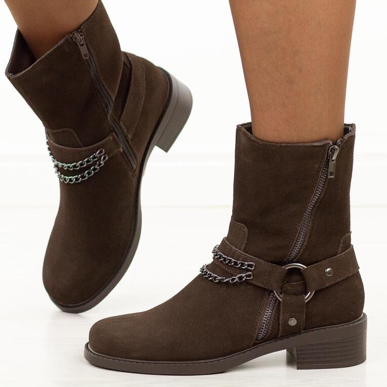 Brązowe wysokie skórzane botki damskie T.Sokolski Z25-141