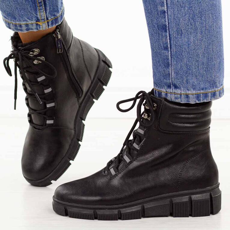 Czarne skórzane botki damskie T.Sokolski Z25-238