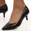 Czarne lico skórzane Polskie niskie szpilki damskie Prestige 2105
