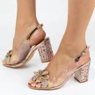 ROSE silikonowe sandały damskie na słupku z ozdobą, transparentne DiA 1037-18