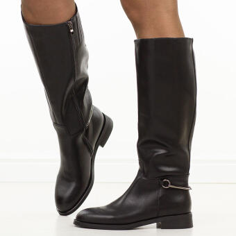 Czarne skórzane kozaki damskie Cambell 60333