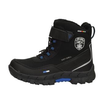 Czarne śniegowce dziecięce dla chłopca z membraną zimowe American Club Softshell Hl24/23 Bk/ry