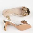 Złote silikonowe sandały damskie na szpilce, transparentne SABATINA 1014-2