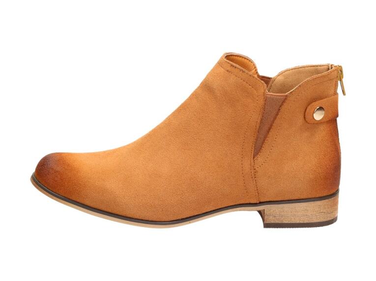 Camelowe botki damskie Sabatina Dm17-61 Skóra