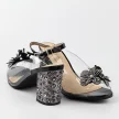 Czarne silikonowe sandały damskie na słupku z ozdobą, transparentne DiA 1037-18