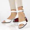 Białe skórzane lakierowane sandały damskie na obcasie z zakrytą piętą FILIPPO DS3723/22
