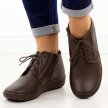 Czekoladowe skórzane Polskie botki damskie zimowe Deoni D466