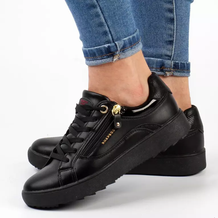 Czarne sportowe buty damskie AMERICAN CLUB RH28/22