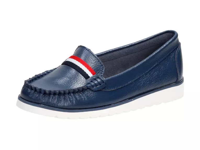 Granatowe mokasyny damskie Filippo Dp652 Skóra
