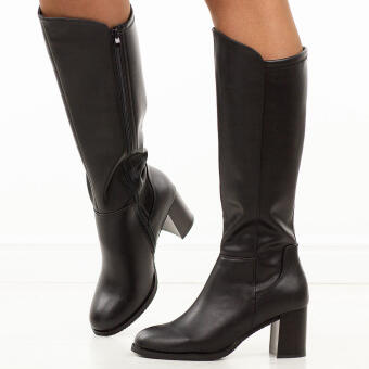 Czarne skórzane kozaki damskie na słupku Sergio Leone Kz25224S