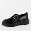 Czarne loafersy damskie, mokasyny z klamrą VINCEZA 58184