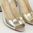 Złote skórzane POLSKIE sandały damskie na słupku SUZANA 1450KA