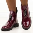 Bordowe lakierowane botki damskie Jezzi 2501-8