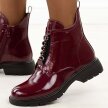 Bordowe lakierowane botki damskie Jezzi 2501-8