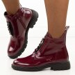 Bordowe lakierowane botki damskie Jezzi 2501-8