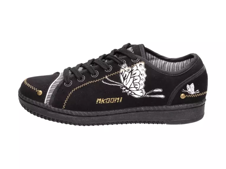 Czarne buty damskie sportowe 9860 Motylki