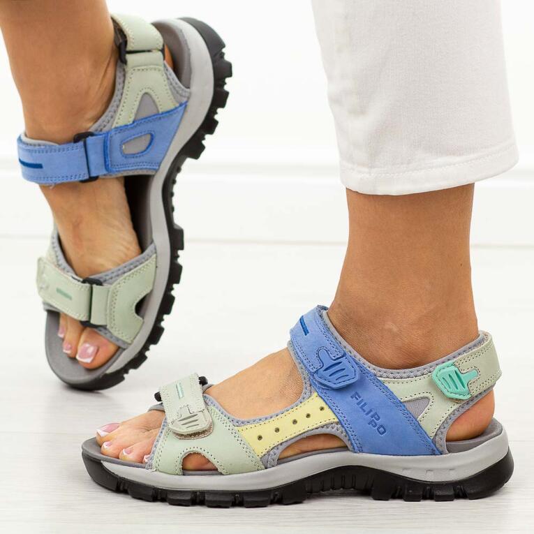 Niebieskie skórzane sandały damskie Filippo Ds7033/25