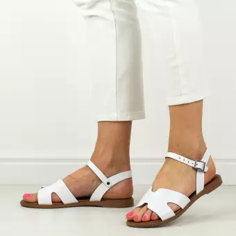 Białe skórzane sandały damskie Potocki 64302