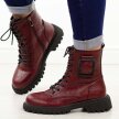 Bordowe skórzane botki damskie na traperze T.Sokolski Z25-297