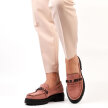 Różowe zamszowe loafersy na traperze, mokasyny damskie La.Fi 001DP