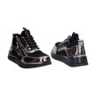 Czarne półbuty damskie, sneakersy skórzane FILIPPO DP3149/21 BK GN