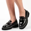 Czarne lakierowane mokasyny damskie, loafersy DiA 597
