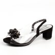 Czarne silikonowe sandały damskie na obcasie z kryształami, transparentne SABATINA 2014-5