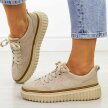 Beżowe skórzane sneakersy damskie Sergio Leone Sp025