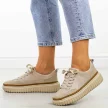 Beżowe skórzane sneakersy damskie Sergio Leone Sp025