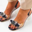 Granatowe silikonowe sandały damskie na słupku z kryształami, transparentne DiA MR-D1