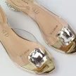 Złote silikonowe sandały damskie na obcasie z kryształem, transparentne DiA 1037-10