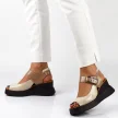 Beżowe sandały damskie na koturnie M.DASZYŃSKI SA209-3