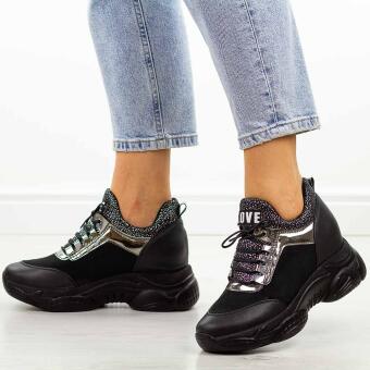 Czarne sneakersy damskie Navy Dot 56002