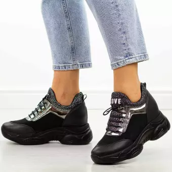 Czarne sneakersy damskie Navy Dot 56002