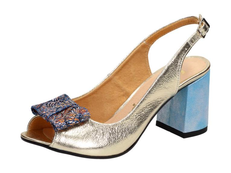 Złote POLSKIE sandały damskie SUZANA 1450 BLUE