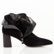 Czarne zamszowe skórzane botki damskie na słupku DiA 686