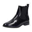 Czarne sztyblety damskie, botki SERGIO LEONE BT523 LAKIER KROKODYL