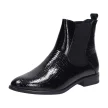 Czarne sztyblety damskie, botki SERGIO LEONE BT523 LAKIER KROKODYL