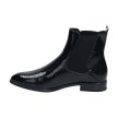 Czarne sztyblety damskie, botki SERGIO LEONE BT523 LAKIER KROKODYL