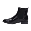 Czarne sztyblety damskie, botki SERGIO LEONE BT523 LAKIER KROKODYL