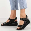 Czarne sandały damskie na koturnie Sergio Leone sk843