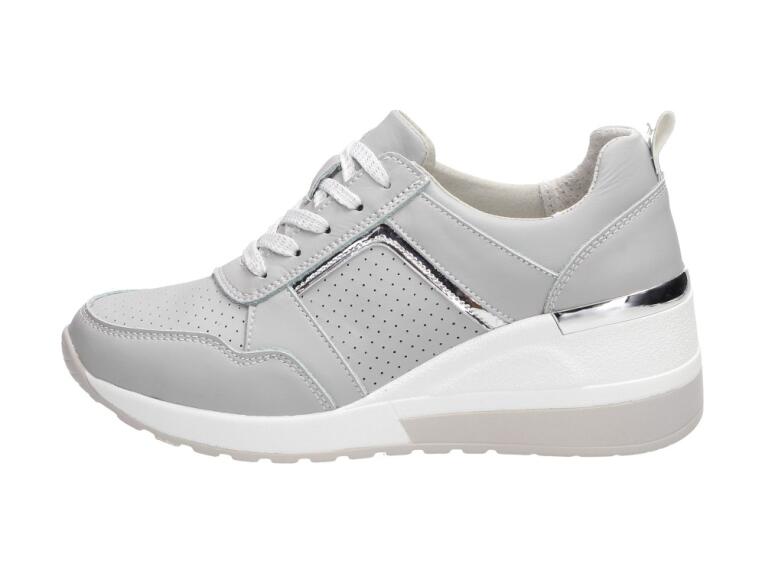 Szare sneakersy damskie S.BARSKI 97627 SKÓRA