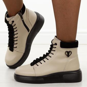 Beżowe skórzane botki damskie Filippo Dbt7128/25