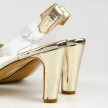 Złote silikonowe sandały damskie na słupku z kryształami, transparentne POTOCKI 16016